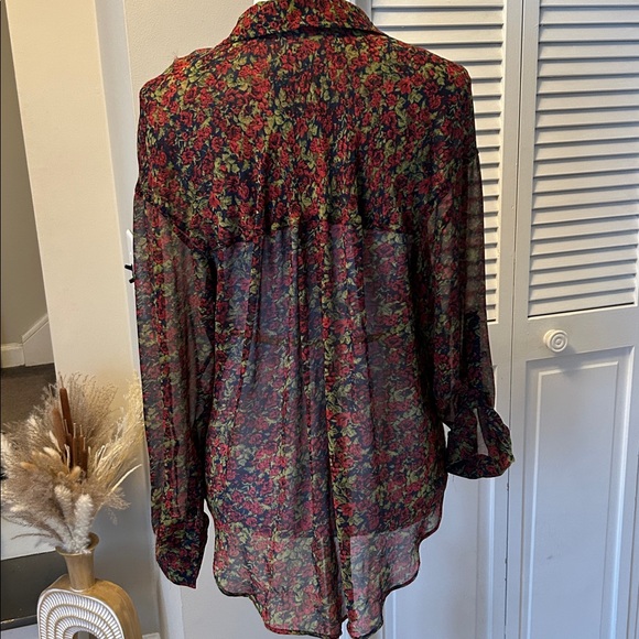 Free People Easy Rider Sheer Floral Button Down - Picture 7 of 8